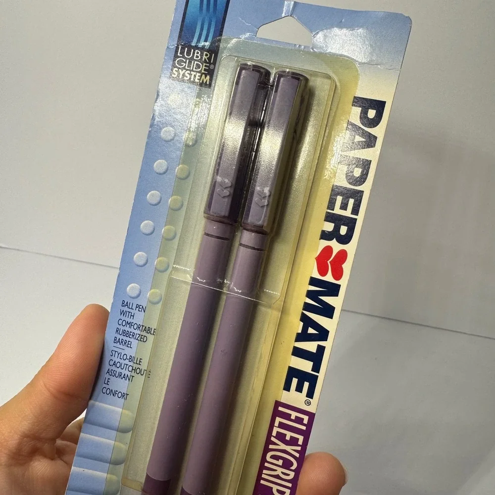 Paper Mate Flexgrip Ultra Purple Ink Ballpoint Pen 2ct Medium 1.0mm Vintage 1999